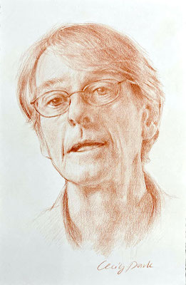 Portrait in Rötel, Portrait eines Forschers in Rötelzeichnung