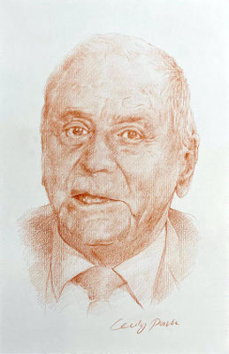 Portrait in Rötelzeichnung, Wissenschaftlerportrait in Rötel