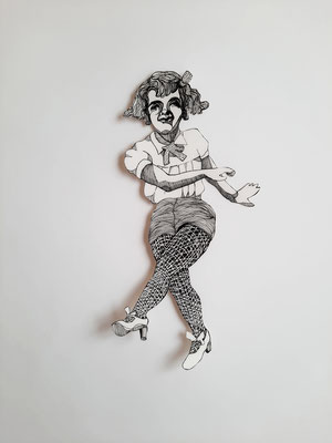 Tanzende (swing Frau) ca. 17 x 35 cm Fineliner auf Papier