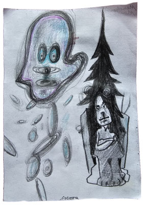 Bleistift/Farbstift auf Papier - 15x11 cm