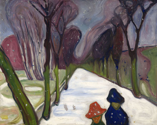 Edvard Munch, Neuschnee in der Allee (Allee im Schneegestöber), 1906 © Munchmuseet, Oslo 