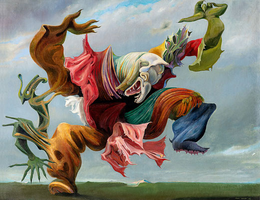 Max Ernst 1891–1976  Der Hausengel (Der Triumph des Surrealismus) (L'ange du foyer (Le triomphe du surréalisme))1937 Collection Hersaint  © VG Bild-Kunst, Bonn 2025 Foto: Vincent Everarts Photography Brussels