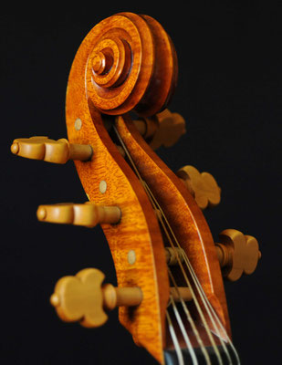 Maggini viol pegbox, oblique view - violworks