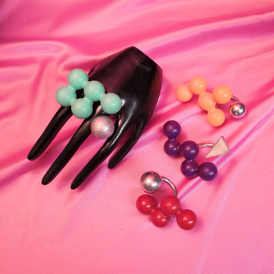 Bild 22, Ringe  -  Ring Bubbles, diverse Farben, je 45 €, orange und rot verkauft