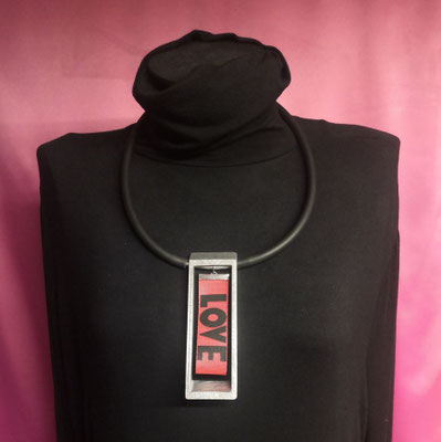 Bild 14, lange Ketten  -  Kette Love, Schlauch mit Alu, 65 €