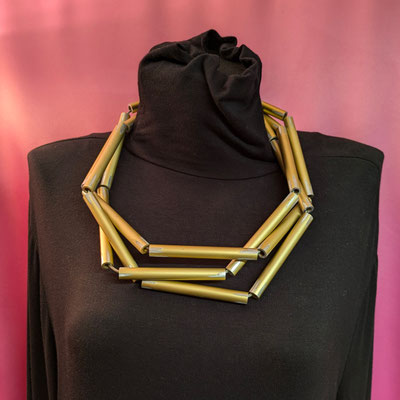 Bild 20, lange Ketten  -  Kette geflochten 130 €, Messing mit Alufacetten