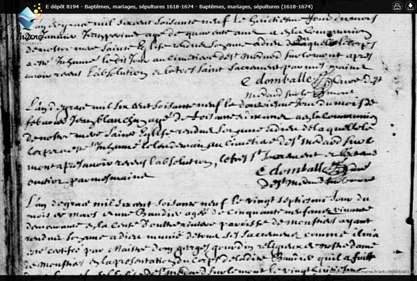 Acte de décès de Jean Blanchin - Registre des baptêmes, mariages et décès de Saint-Mard-sur-le-Mont