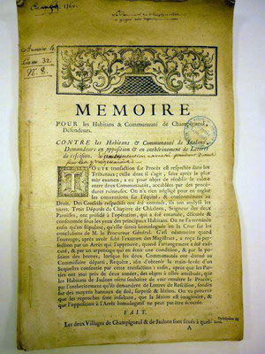 Champigneulles - 1760 - Mémoire pour les habitants et communauté de Champigneul, défendeurs, contre les habitants et communauté de Jâlons