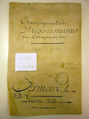 Champigneulles - Usages et marais dont le chapitre a le tiers - 1499-1760 - Cote G557