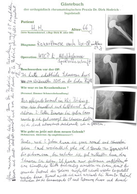 Bei Voroperation schwierige Situation an der Hüfte - mit Zimmer Allofitpfanne und Spotornoschaft versorgt