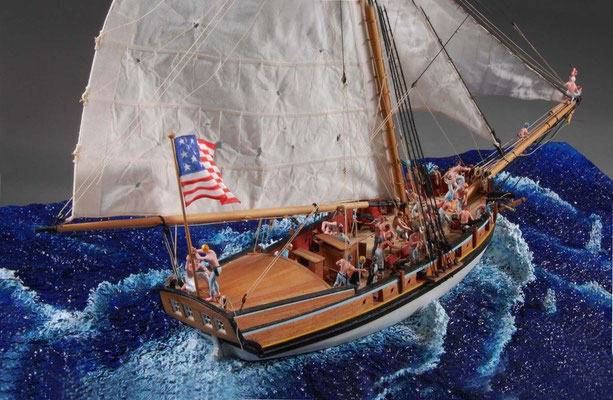 36-27 バージニア・スループ Virginia Sloop  1768年 アメリカ  1/48　自作 Scratchbuilt  岩本 和明 Kazuaki Iwamoto