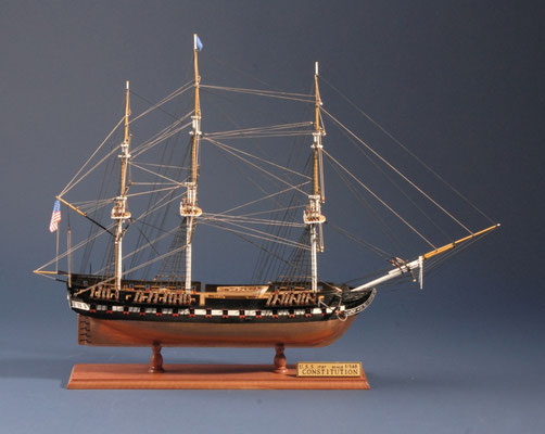 22 コンスチチューション　 U.S.S CONSTITUTION　　年代：    1797   船籍： アメリカ  縮尺：    1/140    ウッディジョー  製作者：    高橋　宏  製作期間： 10ヶ月