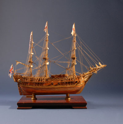 21 バウンティ H.M.S BOUNTY　　年代：    1787   船籍： イギリス  縮尺：    1/64    マモリ  製作者：  松下利夫   製作期間： 9ヶ月