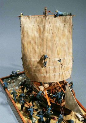 30 ランヴェオックのボート 　Le Bateau de LANV?OC　　年代：    17～18世紀   製作者：   中園利孝  製作期間：6ヶ月  ジオラマ
