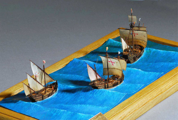 29 コロンブスの船団 　The Ships of  Columbus　　年代：   　1492年  製作者：   坪井悦郎  製作期間：10ヶ月   ジオラマ