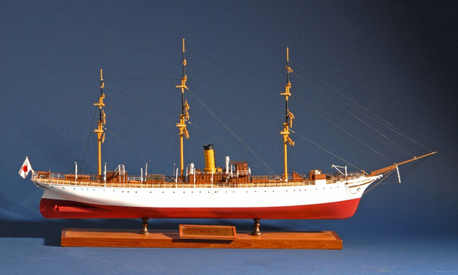 52    明治丸    MEIJI-MARU　　年代：   1874（1988改修後） 船籍：日本  縮尺：   1/96    スクラッチビルト   製作者： 赤道達也  製作期間：  2年