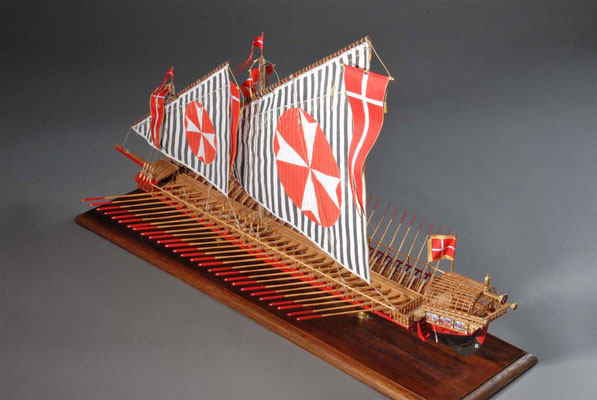 36-8 マルタのガレー船　Galley for Knights of Malta　　16世紀末  マルタ  1/75　自作 Scratchbuilt  木村　護 Mamoru Kimura