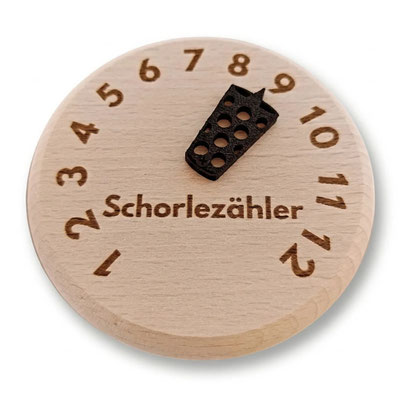 Schorlezähler - Dubbeglas Deckel aus Holz 