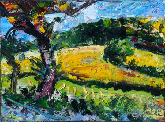 Baum vor Dörrenbach, Öl/Lw 60 x 80 cm