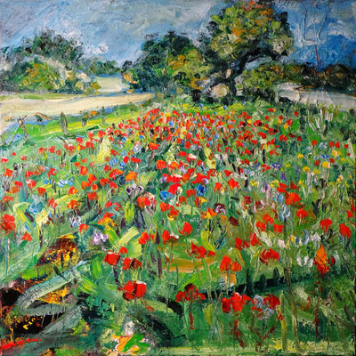"Feld bei Niederkirchen", Öl/Lw 100 x 100 cm, 2022