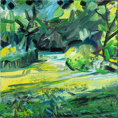 Kleines Gartenbild III , Öl/Lw 60 x 60 cm, 2017