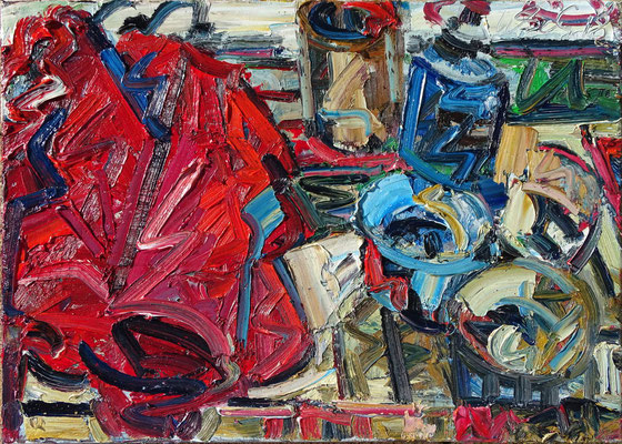 Das Rote Tuch, Öl/Lw 50 x 70 cm, 2018