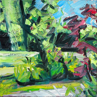 Kleines Gartenbild II , Öl/Lw 60 x 60 cm, 2017