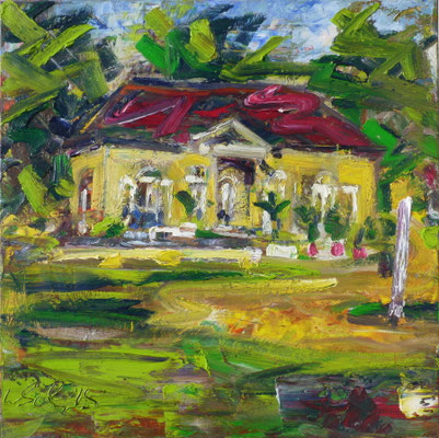 Park - Haus, Öl/Lw  100 x 100 cm
