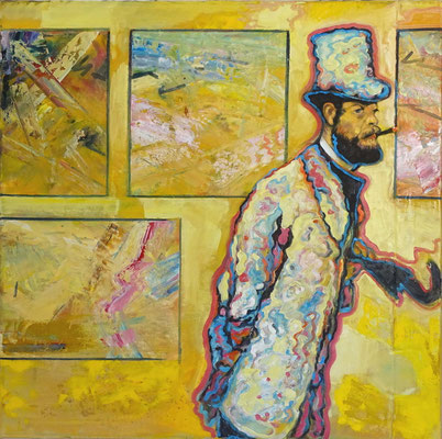 "Leaving the house of pictures", Öl/Lw 120 x 120 cm, 2019