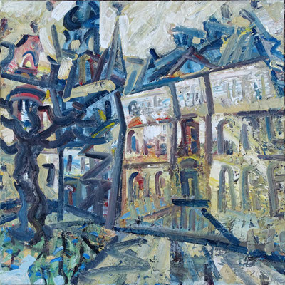 "Weiss...der Himmel", Öl/Lw 100 x 100 cm, 2024
