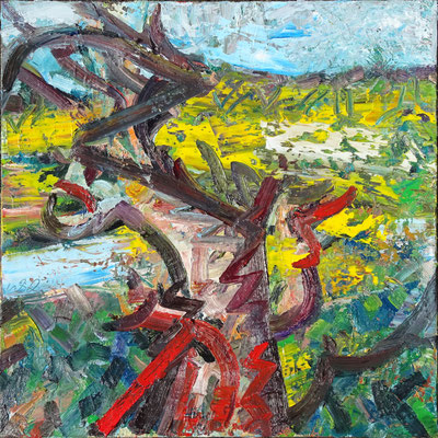 "Dünenbaum24", Öl/Lw 100 x 100 cm, 2024