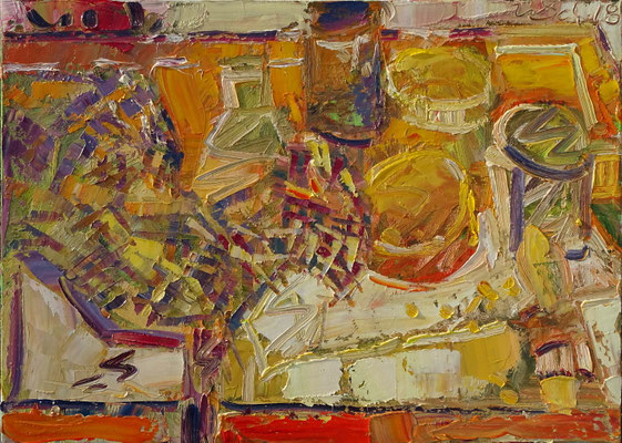 Gelber Tisch, Öl/Lw 50 x 70 cm, 2018