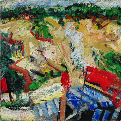 Steilhang bei A. , Öl/Lw 100 x 100 cm, 2017
