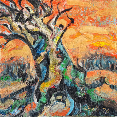 "die alte Buche", Öl/Lw 100 x 100 cm, 2026