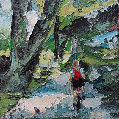 Der rote Rucksack Öl Lw Holz, 20 x 20 cm