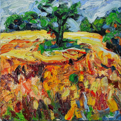 "Getreidefeld bei Güdesweiler", Öl/Lw 70 x 70 cm, 2019