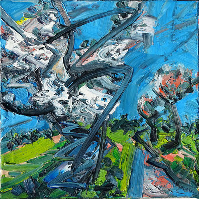 Kirschbäume , Öl/Lw 60 x 60 cm, 2020