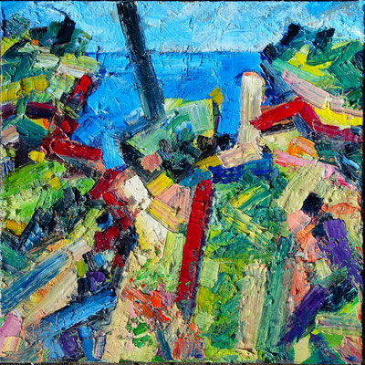 Küste bei A., Öl/Lw 100 x 100 cm, 2020