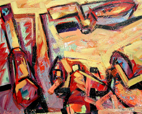 Großes Druckerstillleben, Öl/Lw  140 x 120 cm
