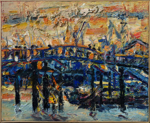 Hamburg Hafen I, Öl/Lw  80 x 100 cm