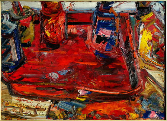 Rote Schale, Öl/Lw 50 x 70 cm, 2018