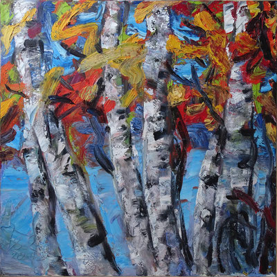 "Herbstbirken", Öl/Lw 100 x 100 cm, 2014