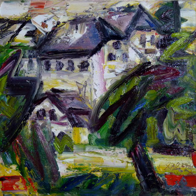 Oberlinxweiler hommage, Öl/Lw  100 x 100 cm