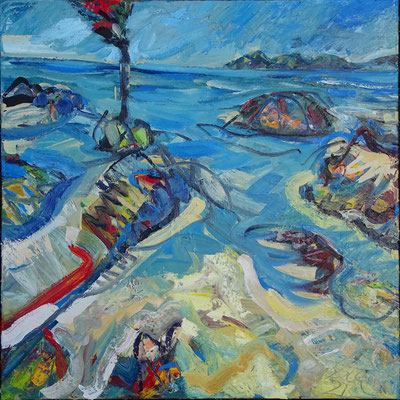 "Wilder Strand", Öl/Lw 100 x 100 cm, 2021