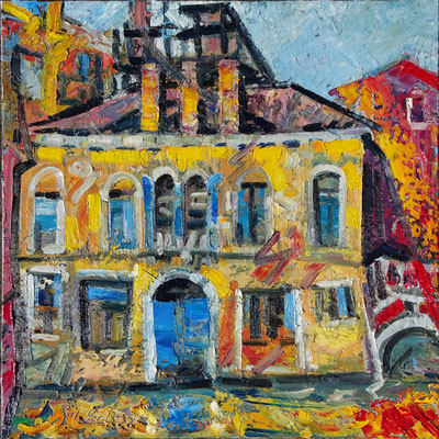 "Blaue Tür (Venedig)", Öl/Lw 100 x 100 cm, 2022