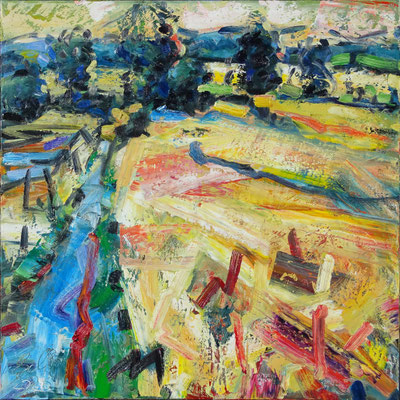 "Hügelland - Gegenlicht" Öl/Lw 100 x 100 cm, 2026