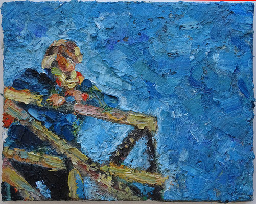 Ins Blaue. Öl, Lw 24 x 30 cm