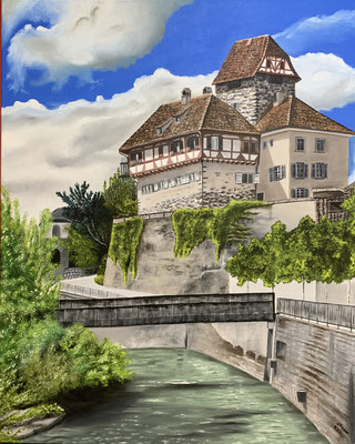 Schloss Frauenfeld über der Burg, 80x100cm, Preis inkl. Rahmen Fr. 680.-