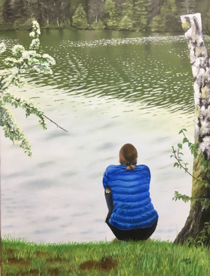 Frau am See, 60x80 cm, Privatauftrag 2018