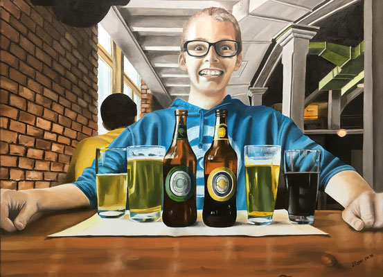 Michael im Restaurant, 4. 2016, 80 x 60 cm, unverkäuflich